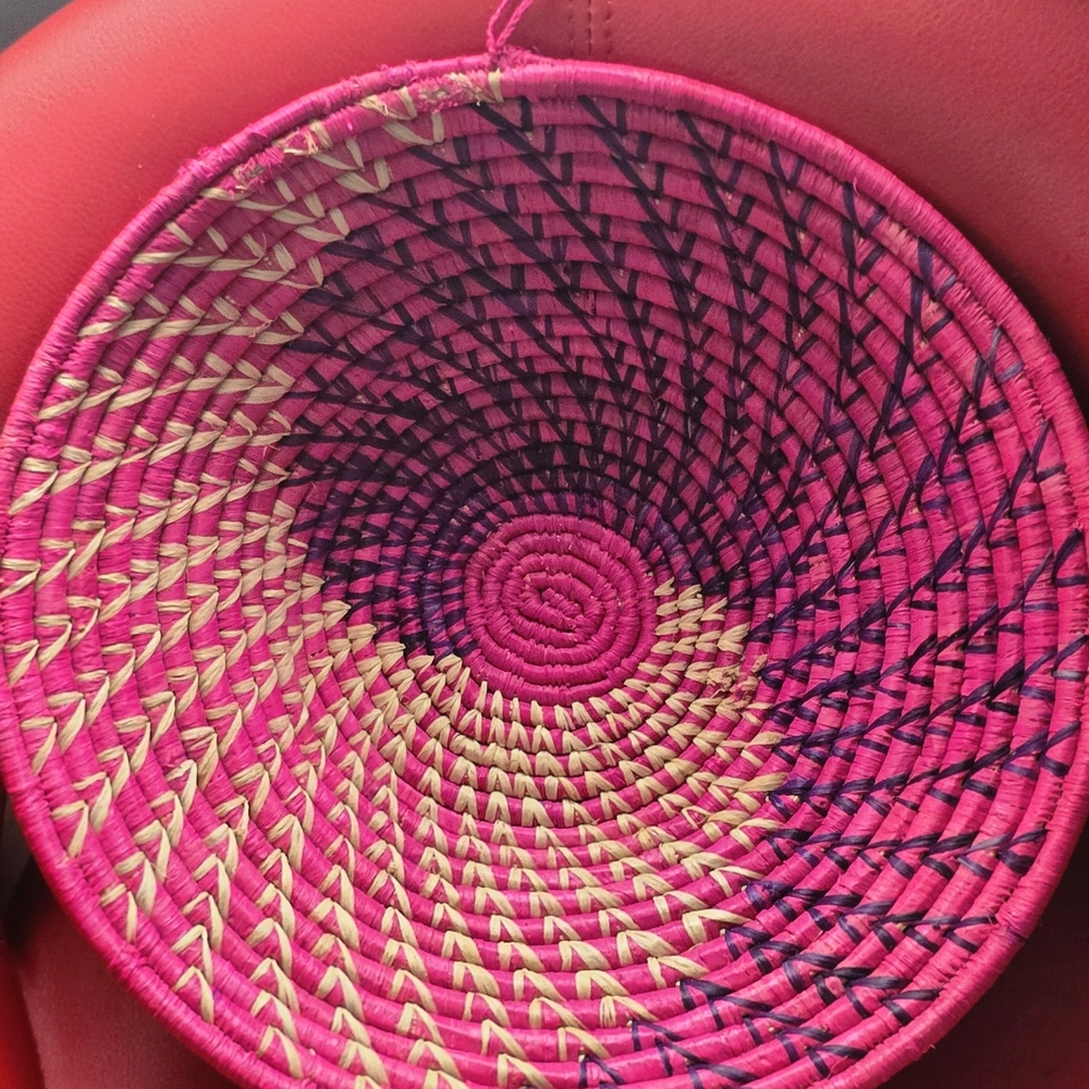 Colorful Handwoven Wall Basket From Uganda